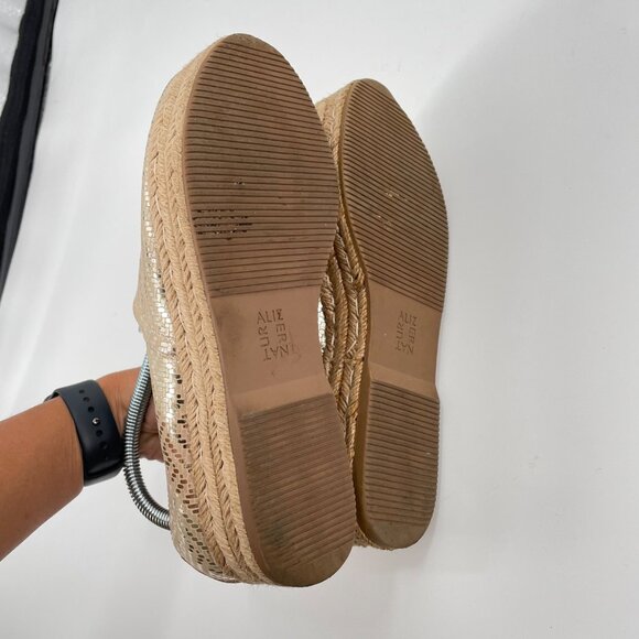 Naturalizer Thea 3 Metallic Shimmer Gold Leather Slip On Espadrilles Womens 7M - Picture 5 of 9